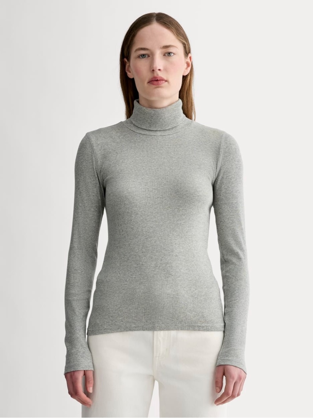 Everlane Lux Rib Turtleneck in Washed Heather Grey - XL
